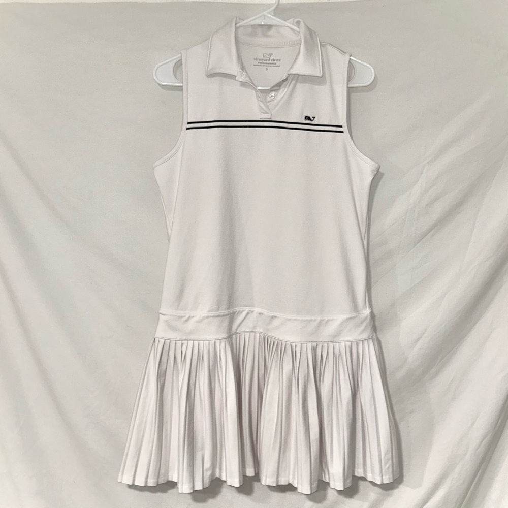 Vineyard Vines Performance White Stripe Tank Tennis Pickleball Golf Sport Dress